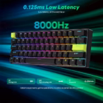 RK ROYAL KLUDGE RK C61 61 Keys Mint Switch Black Green RGB Wired 60% Magnetic Switch Gaming Keyboard, 8000Hz Polling, Hot-Swappable, Web Driver Customization - Image 4
