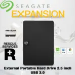Seagate Expansion Portable Hard Drive 1TB USB 3.0 Plug-And-Play, Compact Slim Design, Cross-Compatible With Windows Mac And Chromebook, Rescue Data Recovery Services | STKM1000400