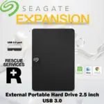 Seagate Expansion Portable Hard Drive 1TB USB 3.0 Plug-And-Play, Compact Slim Design, Cross-Compatible With Windows Mac And Chromebook, Rescue Data Recovery Services | STKM1000400
