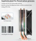 SEGOTEP FROZEN TOWER T4 - CPU AIR COOLER - 4 Copper Heat pipes (6mm), 154mm height - Hydraulic Mute Bearing - 120mm RGB Fix Rainbow Fan - TDP 165W - Aluminum Heatsink- Asymmetrical Construction Design - WHITE - Image 17