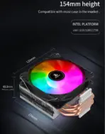 SEGOTEP FROZEN TOWER T4 - CPU AIR COOLER - 4 Copper Heat pipes (6mm), 154mm height - Hydraulic Mute Bearing - 120mm RGB Fix Rainbow Fan - TDP 165W - Aluminum Heatsink- Asymmetrical Construction Design - WHITE - Image 16