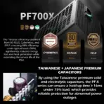 DeepCool Gamer Storm PF700X 700W Power Supply With Triple Bronze Certifications, Premium Japanese Capacitors, Active PFC DC-To-DC Topology, 8 Protections, 120mm HYB Fan - Image 2
