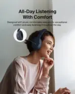 Belkin SoundForm Surround Bluetooth Over-Ear Headphones, Noise Cancelling Headphones, Wireless with 60H Playtime and Soft Ear Cups , for iPhone, Galaxy, iPad | Navy Blue ~ AUD009HQBL - Image 7