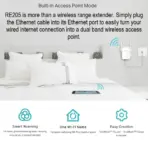 TP-Link AC750 Mesh Wi-Fi Range Extender RE205 ; Dual Band 2.4 GHz (300 Mbps) & 5 GHz (433 Mbps) ; Wi-Fi Dead-Zone Killer ; External Antennas ; Smart Signal Indicator ; Compatible with Windows, macOS, Linux | RE205 WHITE - Image 4