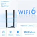 TP-Link Archer TX20U Plus WiFi 6 USB Adapter for Desktop PC -  AX1800 Wireless Network Adapter with 2.4GHz, 5GHz, High Gain Dual Band 5dBi Antenna, WPA3, Supports Windows  - Image 4