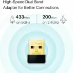 TP-Link Archer T2U Nano Mini - AC600 USB 2.0 Wifi Adapter |2.4GHz and 5GHz Dual Band Wireless Network Adapter for PC Desktop | Supports Encryption Standards | Supports Windows & Mac OS 