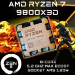 AMD Ryzen 7 9800X3D - Ryzen 7 9000 Series Granite Ridge Zen 5 8-Core 5.2 GHz - Socket AM5 120W 16-Threads - TSMC 4nm FinFET 64-Bit - AMD Radeon Graphics Desktop Processor | TRAY - 1 YEAR WARRANTY 