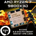 AMD Ryzen 7 9800X3D - Ryzen 7 9000 Series Granite Ridge Zen 5 8-Core 5.2 GHz - Socket AM5 120W 16-Threads - TSMC 4nm FinFET 64-Bit - AMD Radeon Graphics Desktop Processor | TRAY - 1 YEAR WARRANTY 