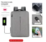 Slim Multifunctional Laptop Backpack - Waterproof - Recharge USB Port  - Shock Protection for Electronics - Inner Pocket Compartments Practical for Business Travel , University & School - Grey