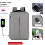 Slim Multifunctional Laptop Backpack - Waterproof - Recharge USB Port  - Shock Protection for Electronics - Inner Pocket Compartments Practical for Business Travel , University & School - Grey