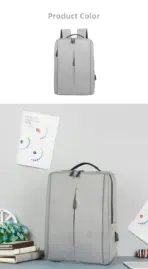 Slim Multifunctional Laptop Backpack - Waterproof - Recharge USB Port  - Shock Protection for Electronics - Inner Pocket Compartments Practical for Business Travel , University & School - Grey - Image 27