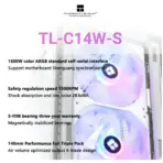  Thermalright TL-C14W-S X3 , 140mm PWM ARGB Fans, Triple Pack, Customizable Lighting, Static Pressure Addressable RGB, Motherboard SYNC with 5V-3PIN, up to 1500 RPM , 74.3 CFM (MAX) | WHITE - Image 2