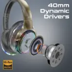 Promate TransTune Wireless ANC Headphones – Bluetooth 5.3, 40mm Drivers, RGB Lights, Active Noise Cancellation, 40H Playback, USB-C Charging, AUX Support, Hi-Fi Stereo Over-Ear Headset | GUNMETAL - Image 2