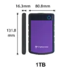 Transcend 2TB StoreJet Portable External Hard Drive USB 3.0 , Encryption Enabled , Slip & Shock Resistant Outer Shell 25H3 Military-grade , Windows Mac & Linux | Purple TS2TSJ25H3P - Image 7