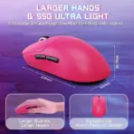 ATTACK SHARK X8SE Wireless Gaming Mouse With PAW3311 Sensor, 25,000 DPI, 1000Hz Polling Rate, Tri-Mode Connectivity, And 500mAh Battery | Berry Red - Image 9