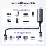 UGREEN Active HDMI To USB-C 4K 60Hz Cable With USB Power 2-meters , Supports 2K 120Hz 1080P 144Hz HDR Surround Audio, Unidirectional HDMI to Thunderbolt , for Switch, PS5 - SteamDeck - Laptop to USB-C Portable Monitor -AR/XR Headset | 35984A - Image 9