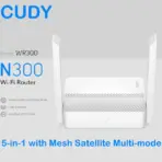 CUDY WR300 300 Mbps N300 Multi-Mode Wi-Fi Router with 4 Fast Ethernet Ports - Connect up to 30 Devices Wirelessly - Cudy App - Covers 90 m² - Router/AP/RE/WISP/Client/Mesh Modes - VPN Client of WireGuard, PPTP, L2TP | NO WARRANTY