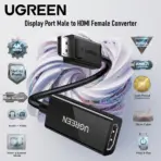 UGREEN DisplayPort To HDMI Adapter 4K@60Hz DP Male To HDMI Female Converter, 144Hz 1080P Support, Gold-Plated, 25cm Cable, AMD NVIDIA Compatible | MM137-70694