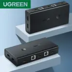 UGREEN KVM HDMI USB Switch, 2-Port HDMI 4K Switcher Box, Monitor Sharing Selector with USB Hub for Laptop, Desktop, Support Keyboard Hotkey & Auto Switch, 2 USB Cables | 50744