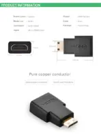 UGREEN Mini HDMI Male to HDMI Female Adapter 20101 – 4K/1080p Support, 24K Gold-Plated, Oxygen-Free Copper, Portable Design for Camera, Tablet, Ultrabook - Image 4