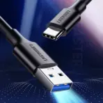 UGREEN USB 3.0 A Male to Type C Male Cable Nickel Plating 1m Aluminum Braid for Data Transfer & Charging Adapter, Smartphone (Black)