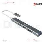 MARVO UH008 USB-C Hub | 1x USB 3.0 (5Gbps), 3x USB 2.0 (480Mbps), 1x USB-C Female, Metal Build, 15cm Cable, Plug & Play, 5V=3A Input, 102x16x7mm, 21g - Image 2