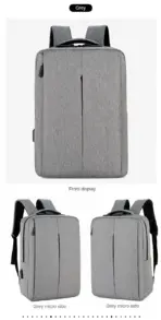 Slim Multifunctional Laptop Backpack - Waterproof - Recharge USB Port  - Shock Protection for Electronics - Inner Pocket Compartments Practical for Business Travel , University & School - Grey - Image 22