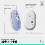 Logitech POP Bluetooth Wireless Mouse with Emoji Customizable Button - SilentTouch Clicks- Connect up to 3 devices - 10 meters Wireless Range -  SmartWheel Scrolling -  Compatible with Windows®, macOS, ChromeOS™,  iPadOS, Microsoft Surface | LILAC - Image 6