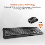 MEETION C4120 Little 2.4GHz Wireless Keyboard & Mouse Combo – Ergonomic Design, Full-Size Keyboard, 12 Multimedia Keys, Silent Typing, 10m Range, Adjustable 1600 DPI Mouse | BLACK - Image 2
