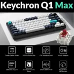 Keychron Q1 Max Hotswap Wireless RGB Mechanical Keyboard with Knob 75% Layout (84 Keys) , Aluminum Frame , 2.4 GHz Wireless Connection or Bluetooth 5.1 or Type-C wired Connectivity , Gateron Jupiter Red Switches , KSA Double-shot PBT Keycaps , Windows Mac OS | Q1M-M1