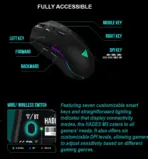 GAMDIAS HADES M3 RGB Wireless Gaming Mouse ; low-latency 2.4GHz Wireless, Wired USB Type-C to A, and Bluetooth Connections ; Lightweight 79-gram ; 7 Keys ; Adjustable 10000 DPI Advanced Gaming Optical Sensor | BLACK - Image 4