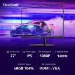 ViewSonic VA2736-H 27 inch Full HD Monitor - 120Hz, IPS Technology, 1ms Response, Borderless Design, Low Blue Light and Flicker-Free Technology ; Tilt Adjustable ; VGA , HDMI 1.4 , Audio Out Connectivity
