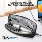 Promate Vali Lightweight Tech Essentials Organizer Pouch – Compact Travel Gadget Bag, Multi-Compartment, Durable Cordura + Skin Film Material, 1.79L Capacity, Sleek & Stylish - Image 3