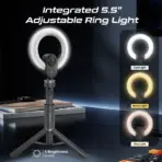 2K Ultra-HD Webcam With Built-In Mic, 5.5" Ring Light, 90° Wide-Angle Lens, Digital Zoom, Sony Advanced Sensor & Detachable Tripod | 1080p@60FPS | Magnetic Privacy Cover