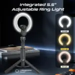 2K Ultra-HD Webcam With Built-In Mic, 5.5" Ring Light, 90° Wide-Angle Lens, Digital Zoom, Sony Advanced Sensor & Detachable Tripod | 1080p@60FPS | Magnetic Privacy Cover