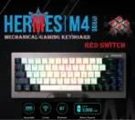 GAMDIAS HERMES M4 HYBRID MECHANICAL 60% GAMING KEYBOARD WITH RED SWITCH | WIRELESS or WIRED CONNECTIVITY | DUAL COLOR WAY KEY CAPS | ANTI-GHOSTING WITH N-KEY ROLLOVER | SOFTWARE MACRO KEYS | METAL PANEL FINISH