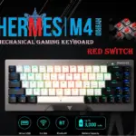 GAMDIAS HERMES M4 HYBRID MECHANICAL 60% GAMING KEYBOARD WITH RED SWITCH | WIRELESS or WIRED CONNECTIVITY | DUAL COLOR WAY KEY CAPS | ANTI-GHOSTING WITH N-KEY ROLLOVER | SOFTWARE MACRO KEYS | METAL PANEL FINISH