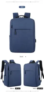 Business Slim Formal Laptop Backpack for up to 15.6 Inch - Durable Oxford Textile - USB Charging Port - Organized Compartments - Waterproof - Heavily Padded for Sensitive Electronics Impact Protection - BLUE - Image 4