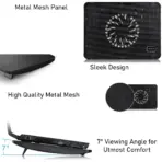 DEEPCOOL Wind PAL Mini Notebook Cooling Pad | 140mm Blue LED Fan, Metal Mesh Panel, Compatible with 39.62 cm (15.6") notebooks and Below - 340X250X25mm - Image 5