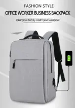 Business Slim Formal Laptop Backpack for up to 15.6 Inch - Durable Oxford Textile - USB Charging Port - Organized Compartments - Waterproof - Heavily Padded for Sensitive Electronics Impact Protection - GREY