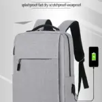 Business Slim Formal Laptop Backpack for up to 15.6 Inch - Durable Oxford Textile - USB Charging Port - Organized Compartments - Waterproof - Heavily Padded for Sensitive Electronics Impact Protection - GREY