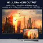 5 in 1 USB Hub DUAL TYPE-C TO ( Type C + USB HUB to HDMI/HDTV + PD + USB C + 2 USB 3.0/3.1 ) USB 3.1 Adapter 4K-HDMI 87W PD Charge For MacBook , Chromebook ... - Image 4