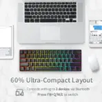 RK ROYAL KLUDGE RK61 61 Keys Mechanical Keyboard , 3 Connection Modes USB-2.4Ghz/Bluetooth/Wired/ Wireless - RGB Hot Swappable BROWN Switch Gaming Keyboard - Arabic / English - BLACK - Image 13