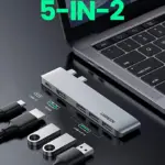 UGREEN MacBook Pro USB C Hub Adapter 5 IN 2 HDMI 4K Type C Port Thunderbolt 3 for Video, 100W PD Charging - 10Gbps, USB 3.0, Compatible with Macbook Pro & Macbook Air