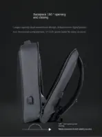 Laptop Backpack 15.6" Anti-Theft Pin Lock - Waterproof  - Shockproof - USB Charging Port - 30X17X44cm -   Suitable For College , Travel , Gaming Pack , Student Schoolbag - BLACK - Image 19