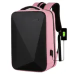Laptop Backpack 15.6" Anti-Theft Pin Lock - Waterproof  - Shockproof - USB Charging Port - 30X17X44cm -   Suitable For College , Travel , Gaming Pack , Student Schoolbag - PINK & BLACK