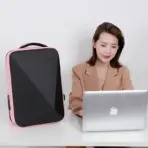 Laptop Backpack 15.6" Anti-Theft Pin Lock - Waterproof  - Shockproof - USB Charging Port - 30X17X44cm -   Suitable For College , Travel , Gaming Pack , Student Schoolbag - PINK & BLACK - Image 2