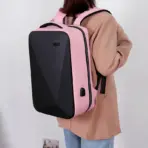 Laptop Backpack 15.6" Anti-Theft Pin Lock - Waterproof  - Shockproof - USB Charging Port - 30X17X44cm -   Suitable For College , Travel , Gaming Pack , Student Schoolbag - PINK & BLACK - Image 6