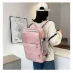 Pink Laptop Backpack - Accommodates Up to 15.6" Laptops & Tablets - Waterproof - Heavily Padded for Sensitive Electronics Protection -  USB Charging Port - Inner Pockets for Wet & Dry Laundry - Luggage Strap -Multifunctional for Hiking , Gym , Travel - Image 21