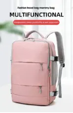 Pink Laptop Backpack - Accommodates Up to 15.6" Laptops & Tablets - Waterproof - Heavily Padded for Sensitive Electronics Protection -  USB Charging Port - Inner Pockets for Wet & Dry Laundry - Luggage Strap -Multifunctional for Hiking , Gym , Travel